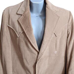 XL 48L Vintage Cowboy Blazer Jacket Mens Corduroy Tregos Oklahoma 1970's Rancher